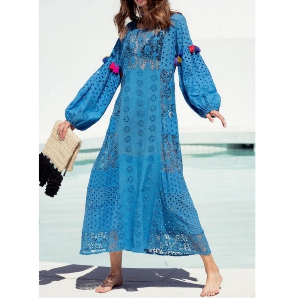 Misa Los Angeles Victoria Cover Up Blue Dress Size Small